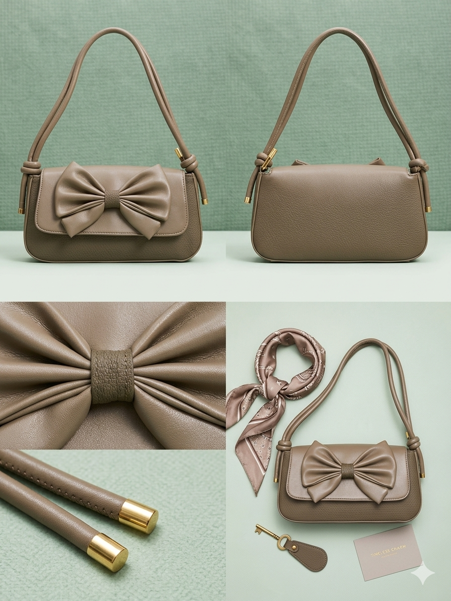 Underarm X-French Flower Stick Bag-Brown