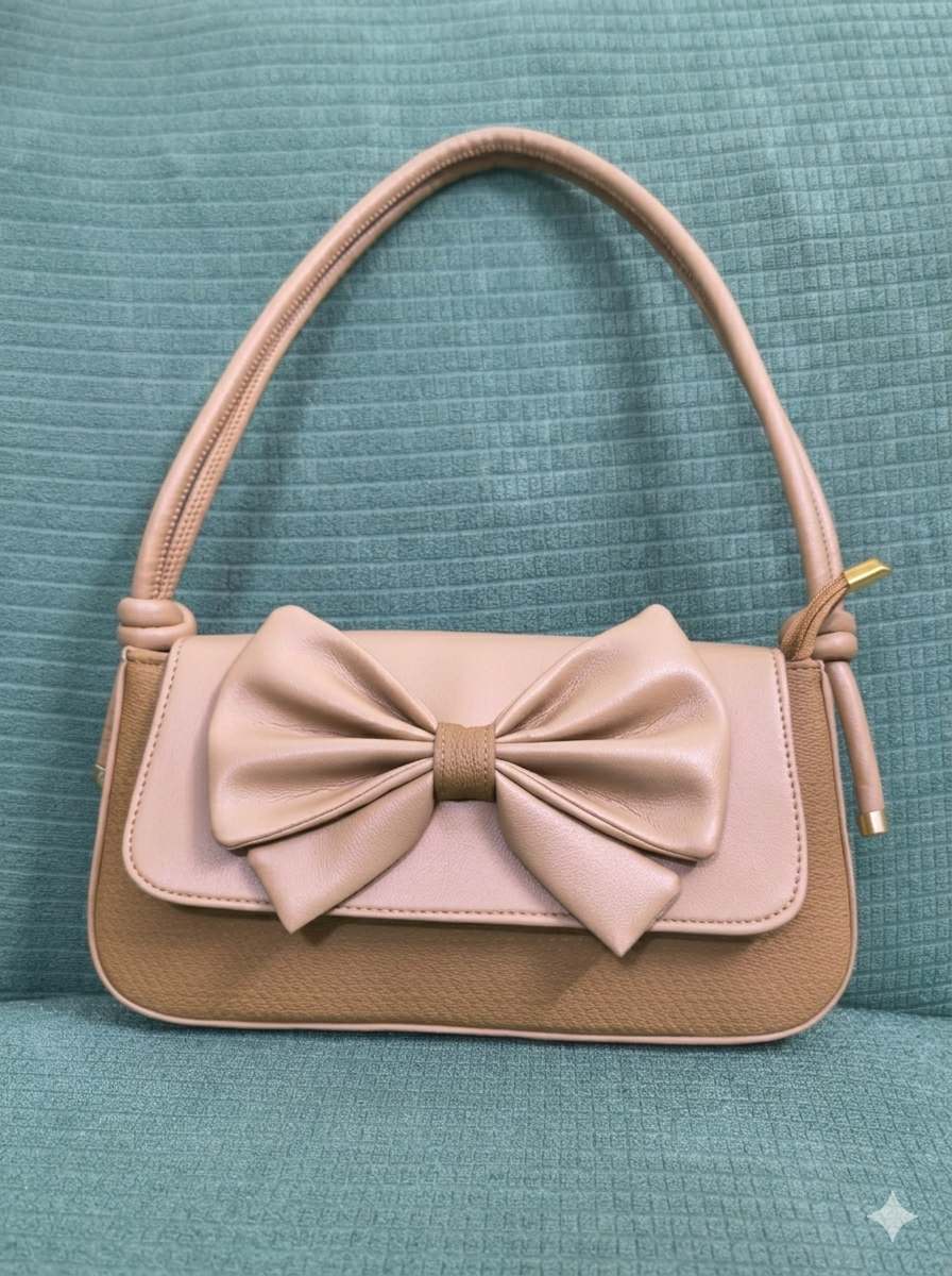Underarm X-French Flower Stick Bag-Brown