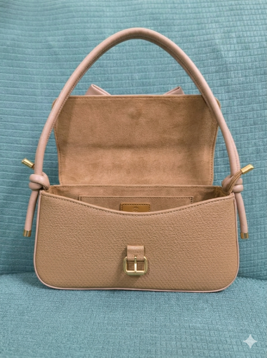 Underarm X-French Flower Stick Bag-Brown