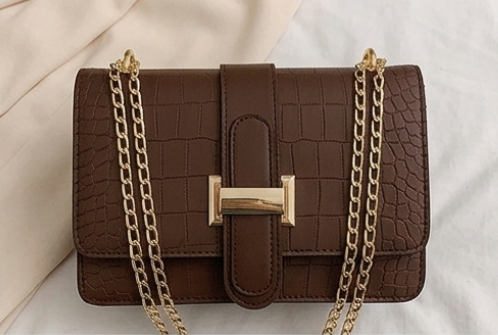 Stone Pattern Crossbody Women Shoulder's Bag-Brown