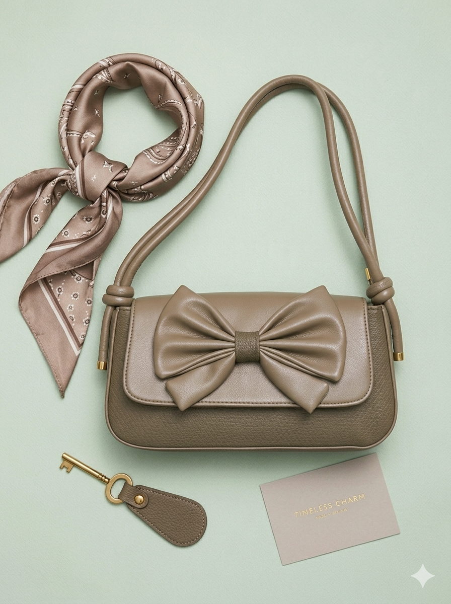 Underarm X-French Flower Stick Bag-Brown