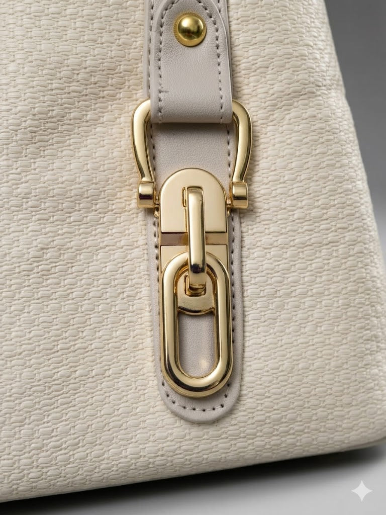 Golden White Shoulder Crossbody Hand Bag
