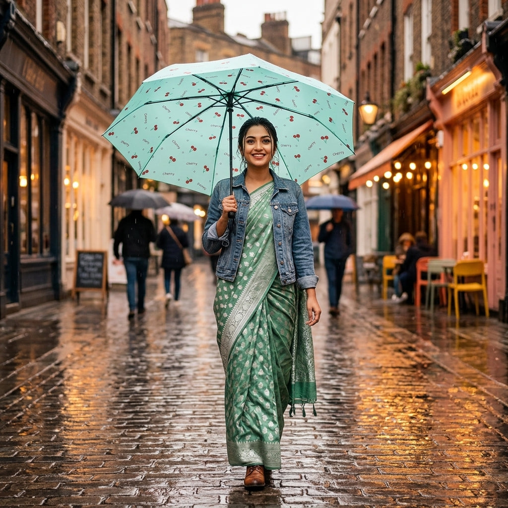 Sunny or Rainy Creative Sun Umbrella-Cherry Lake Green