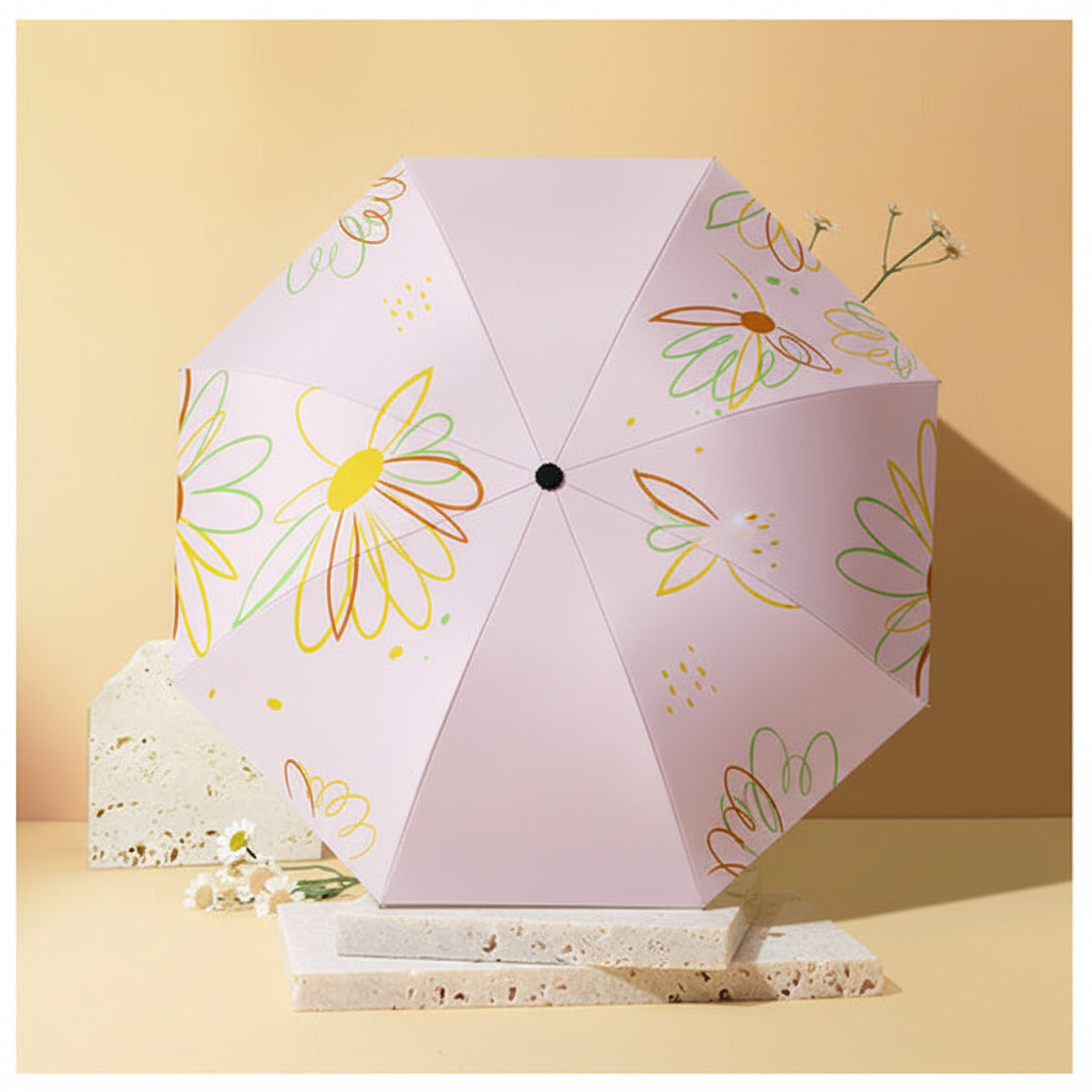 Women Parasol – Outdoor Sun & Rain Protection Umbrella-Flower-Cherry Blossom Powder