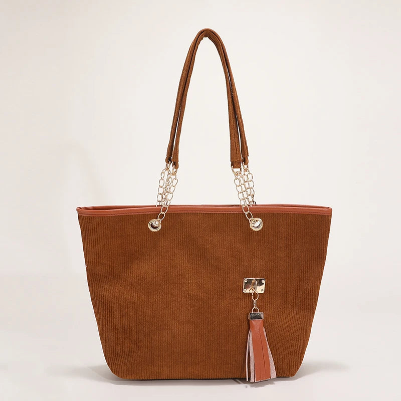 2026 Spring Vintage Fashion New Simple Solid Color Shoulder Handbag Large Capacity Tote Women'S Bag