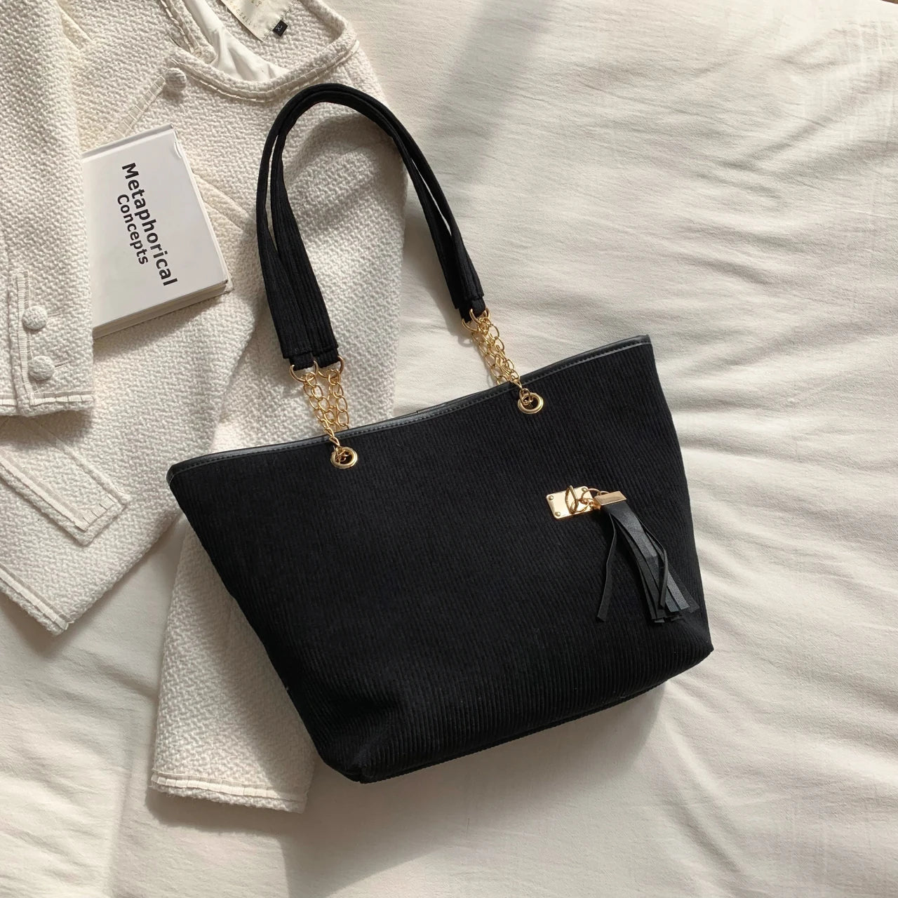 2026 Spring Vintage Fashion New Simple Solid Color Shoulder Handbag Large Capacity Tote Women'S Bag