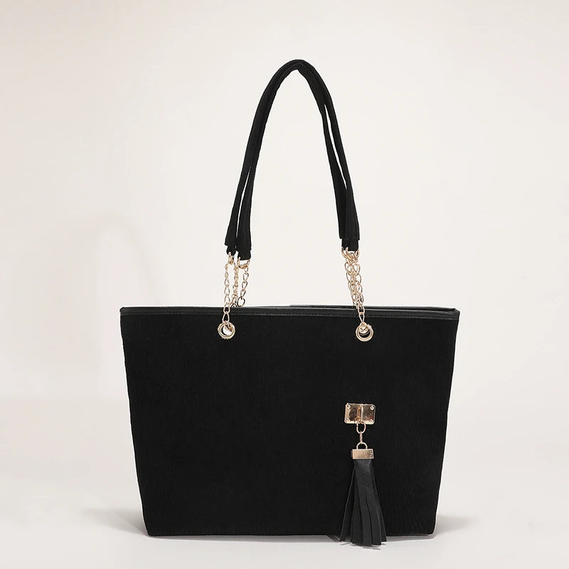 2026 Spring Vintage Fashion New Simple Solid Color Shoulder Handbag Large Capacity Tote Women'S Bag