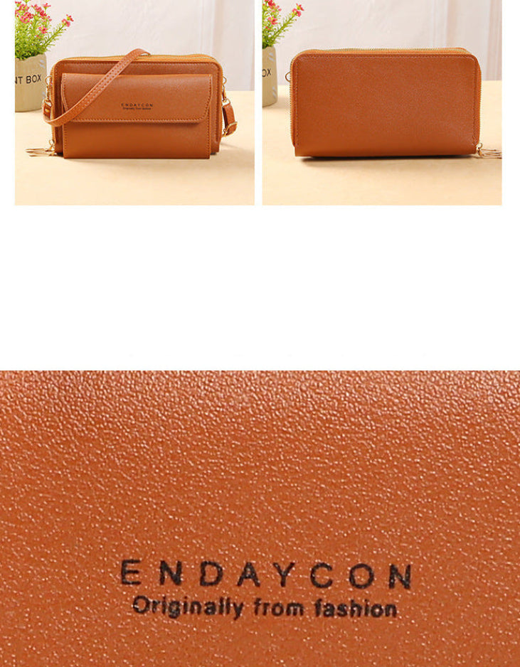 Solid Color Crossbody Hand Purse-Brown