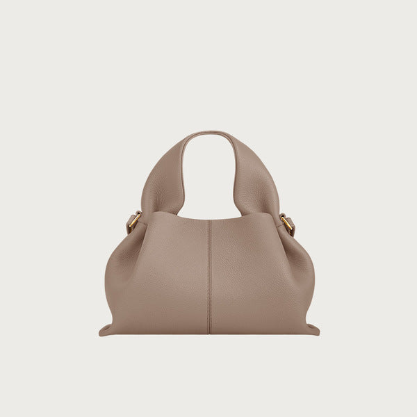 Polene Cloud Hand Bag Genuine Leather-Grey