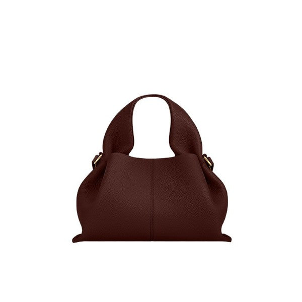 Polene Cloud Hand Bag Genuine Leather-Maroon Trumpet