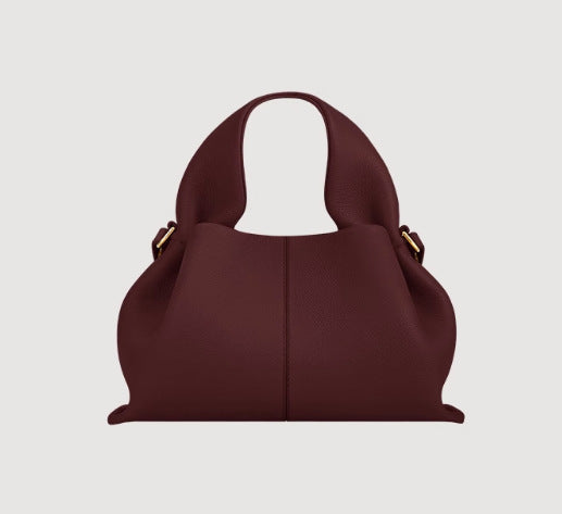 Polene Cloud Hand Bag Genuine Leather-Maroon Trumpet