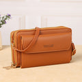Solid Color Crossbody Hand Purse-Brown