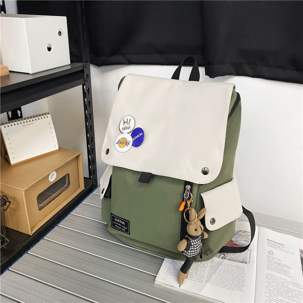 Retro Backpack for Students-Army Green
