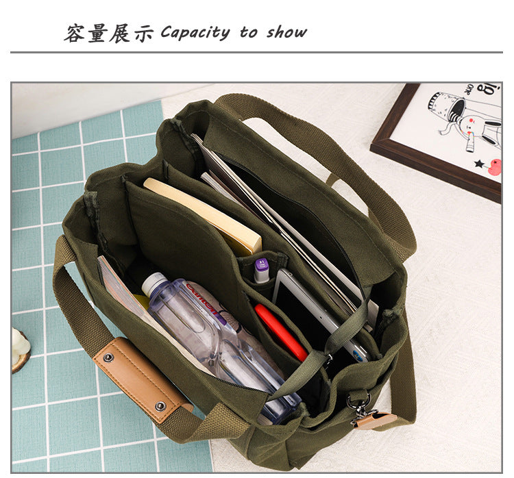 Multifunctional Canvas Hand Bag-Brown