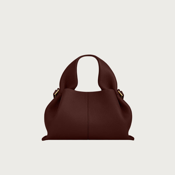Polene Cloud Hand Bag Genuine Leather-Maroon Trumpet
