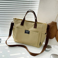 Canvas Crossbody Shoulder Bag for Female Students-Khaki