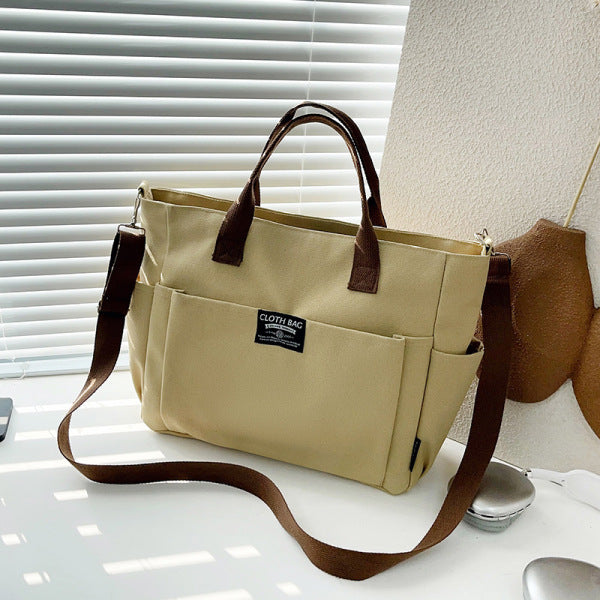 Canvas Crossbody Shoulder Bag for Female Students-Black
