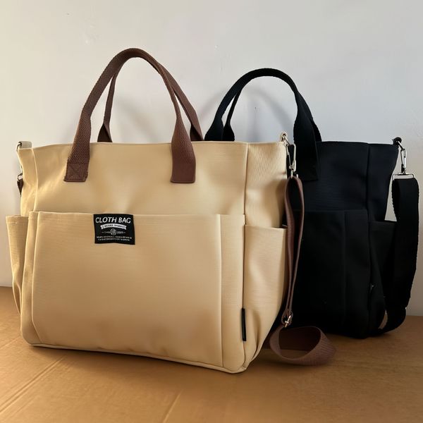 Canvas Crossbody Shoulder Bag for Female Students-Black