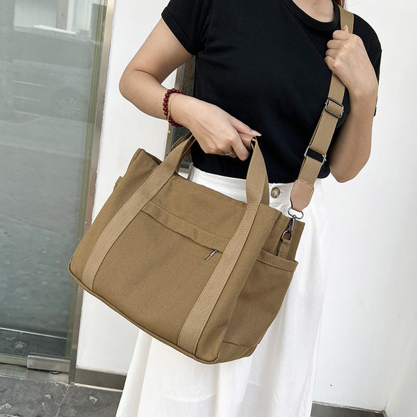Multifunctional Canvas Hand Bag-Brown