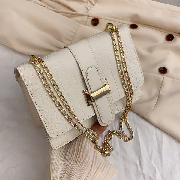 Stone Pattern Crossbody Women Shoulder's Bag-White
