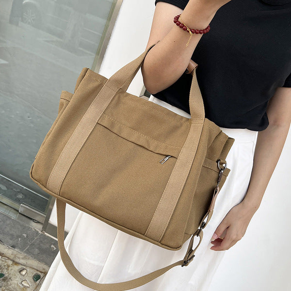 Multifunctional Canvas Hand Bag-Brown