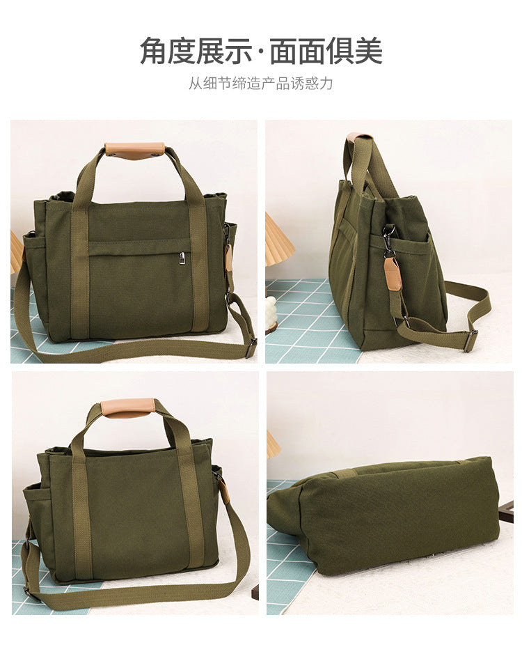 Multifunctional Canvas Hand Bag-Brown
