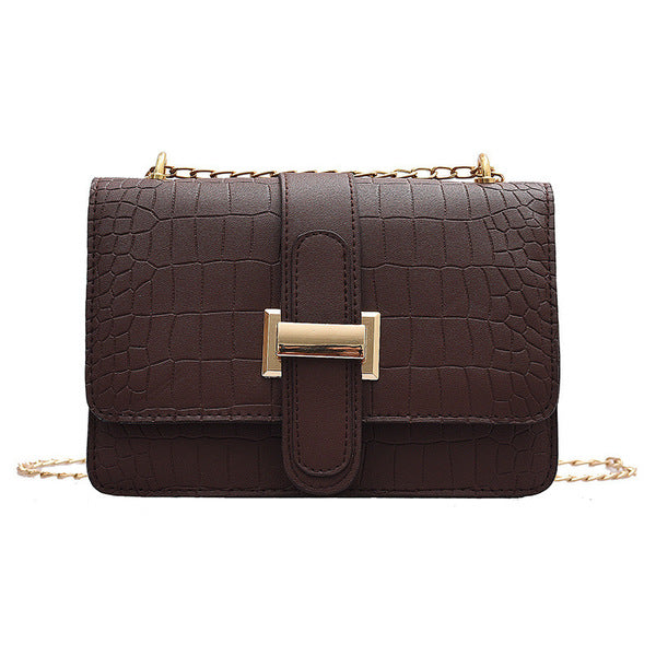 Stone Pattern Crossbody Women Shoulder's Bag-Brown
