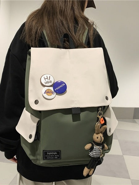 Retro Backpack for Students-Army Green