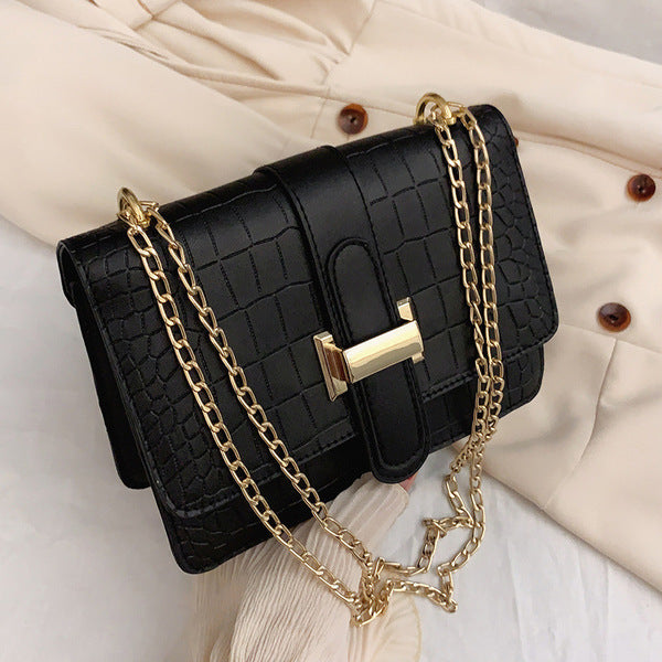 Stone Pattern Crossbody Women Shoulder's Bag-Black