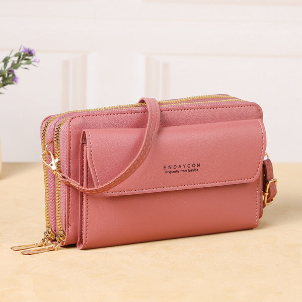 Solid Color Crossbody Hand Purse-Pink