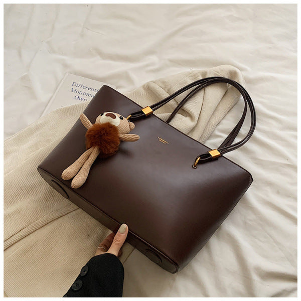 Large Capacity Shoulder Commuter Bag-Brown