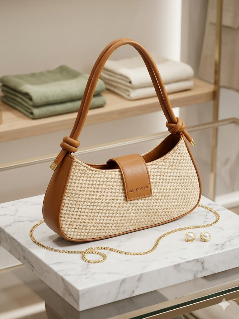 Underarm X-French Stick Bag-Brown