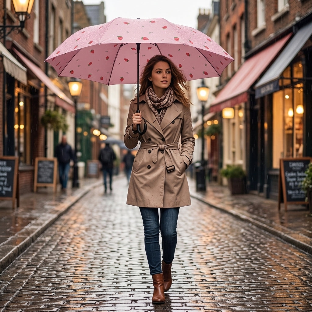Sunny or Rainy Creative Sun Umbrella-Strawberry Powder