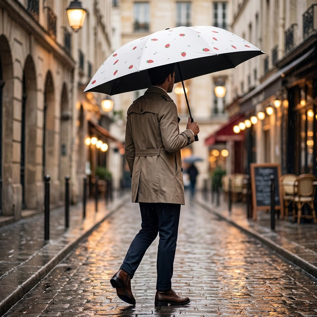 Sunny or Rainy Creative Sun Umbrella-Strawberry White