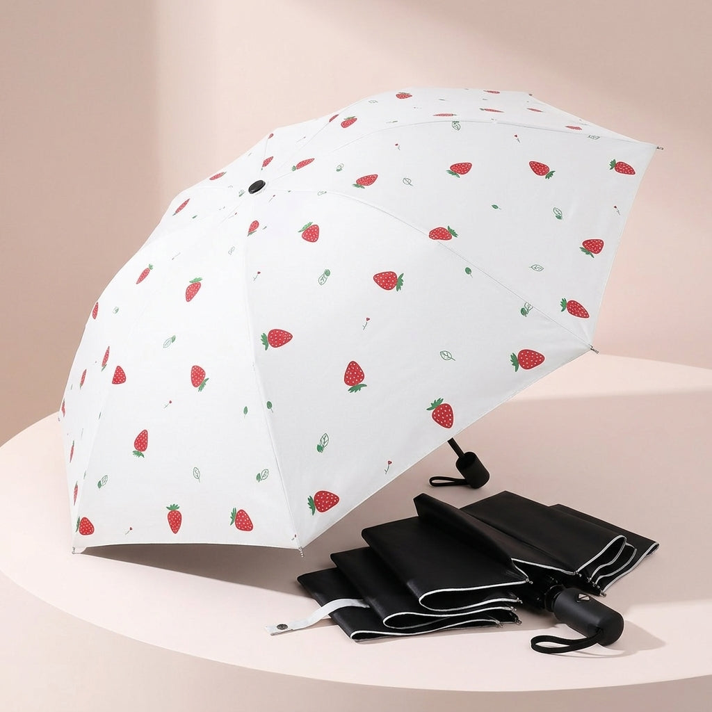 Sunny or Rainy Creative Sun Umbrella-Strawberry White