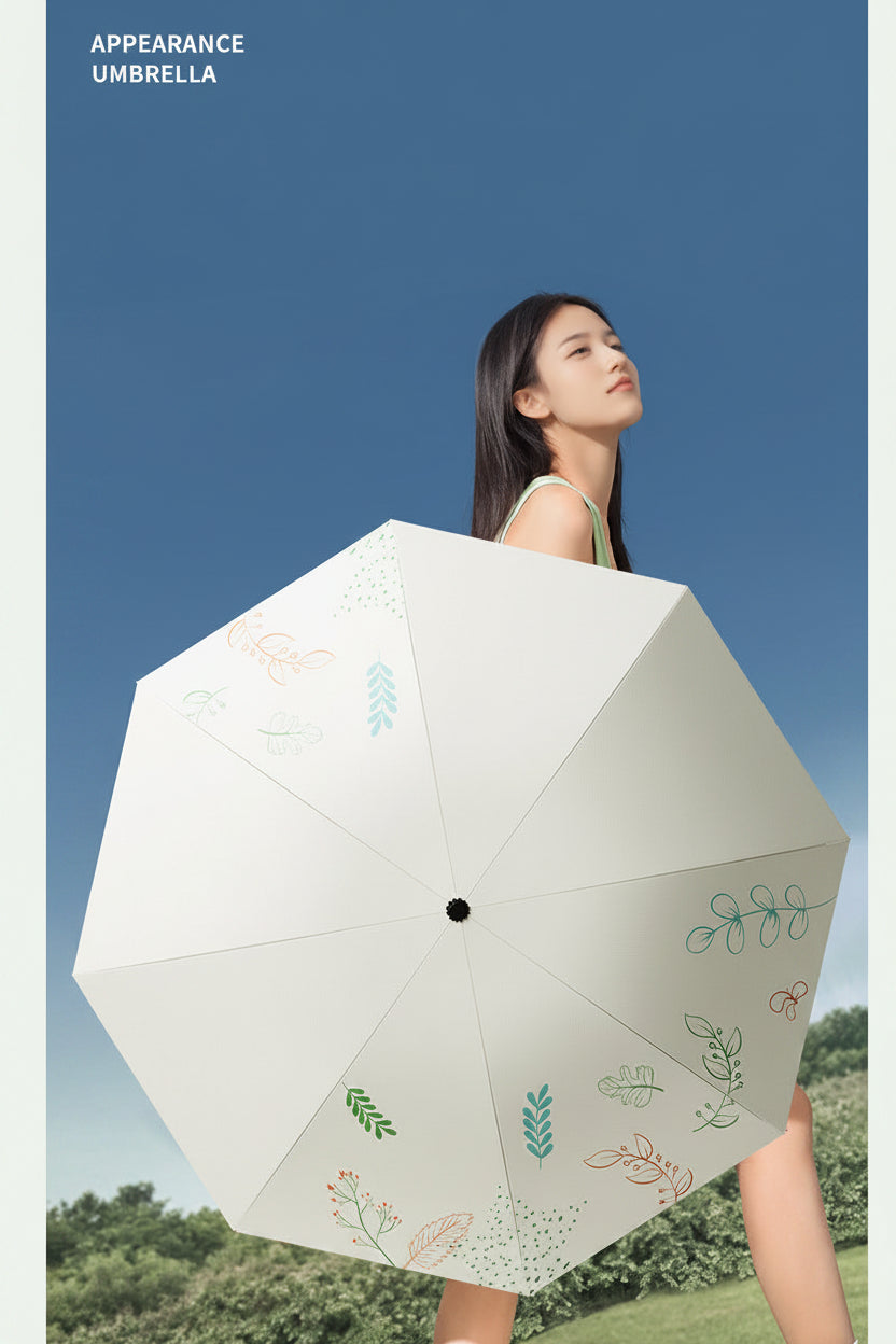Women Parasol – Outdoor Sun &amp; Rain Protection Umbrella-Elegent Black