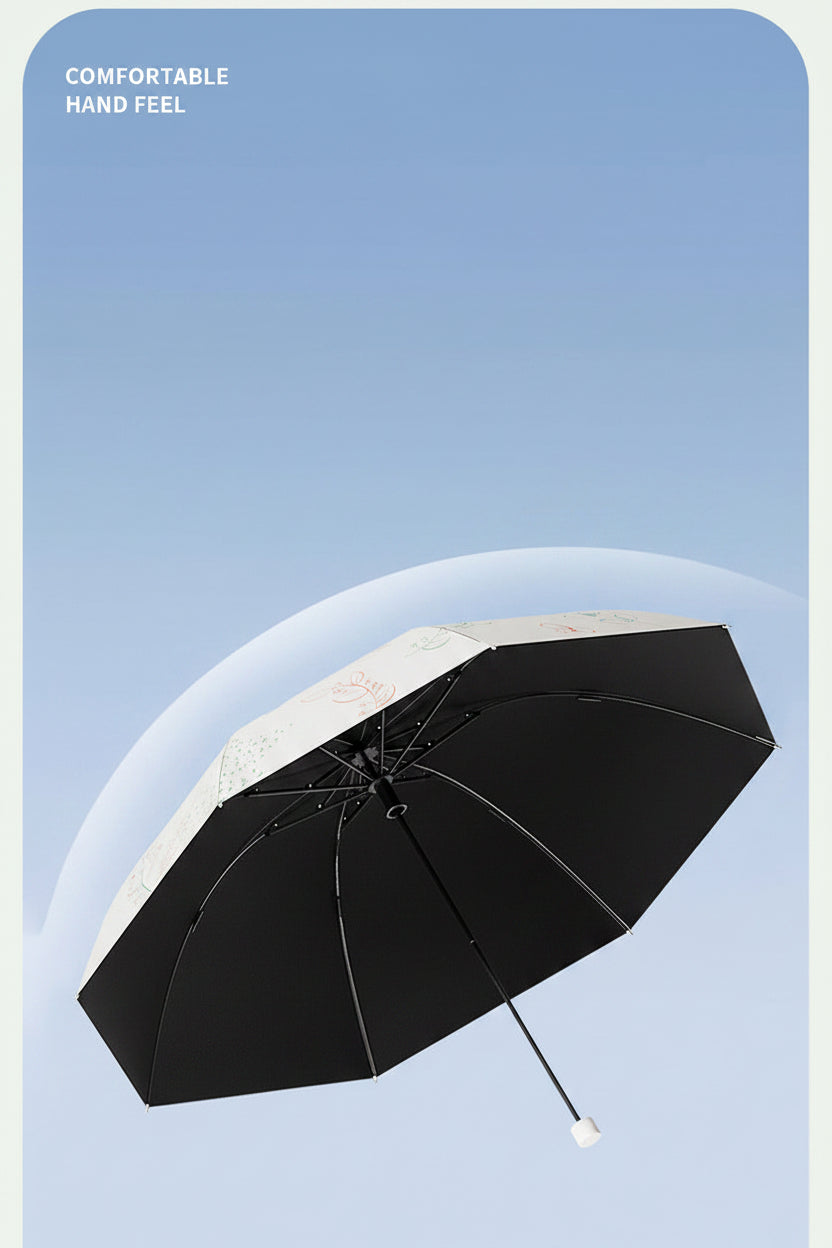 Women Parasol – Outdoor Sun &amp; Rain Protection Umbrella-Elegent Black