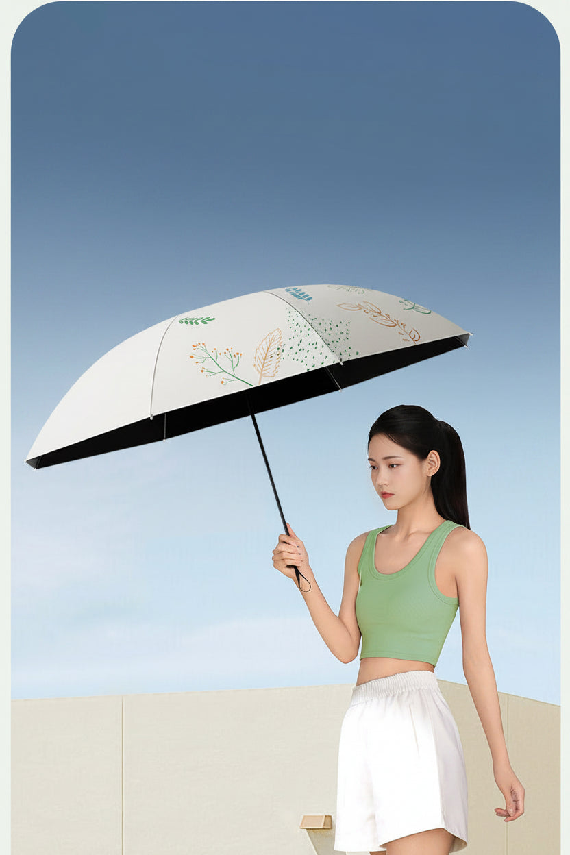 Women Parasol – Outdoor Sun &amp; Rain Protection Umbrella-Elegent Black