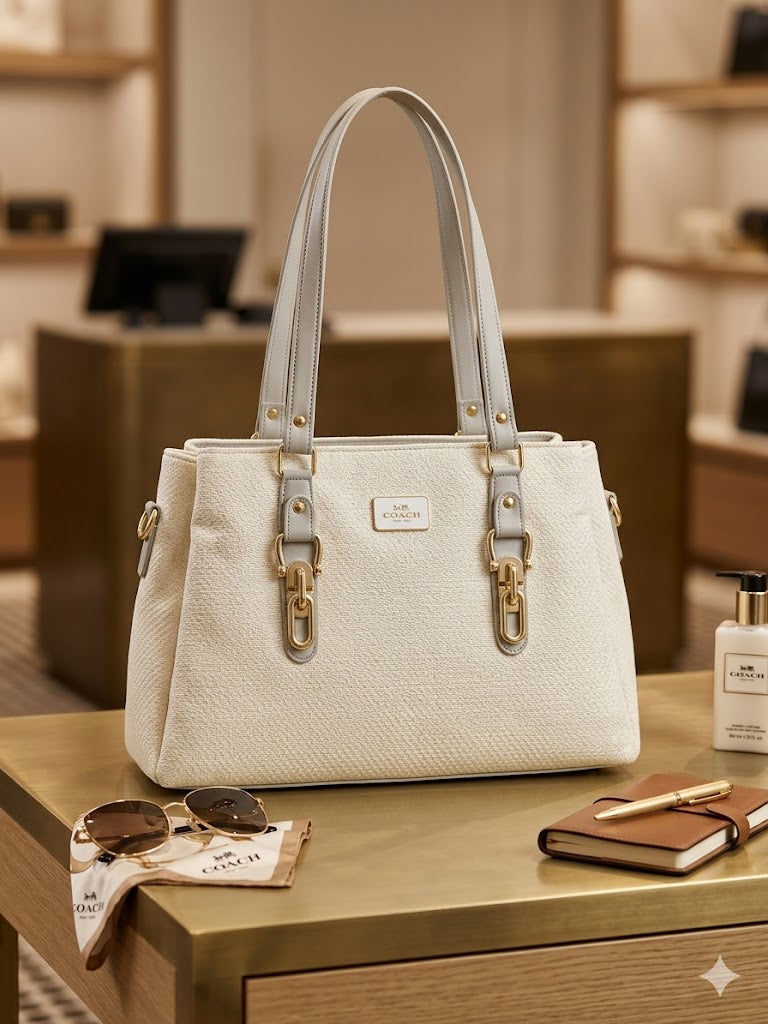 Golden White Shoulder Crossbody Hand Bag