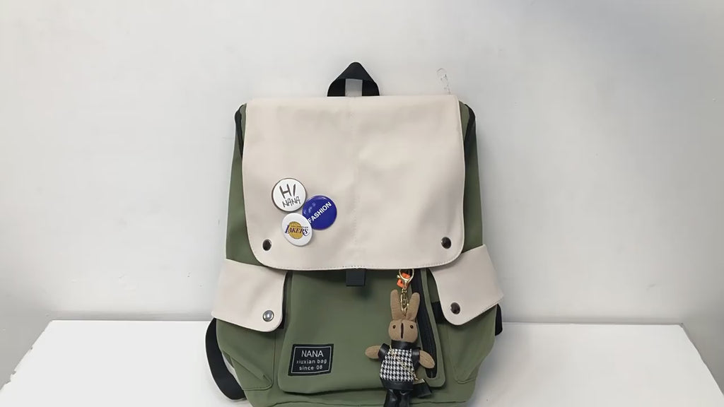 Retro Backpack for Students-Army Green
