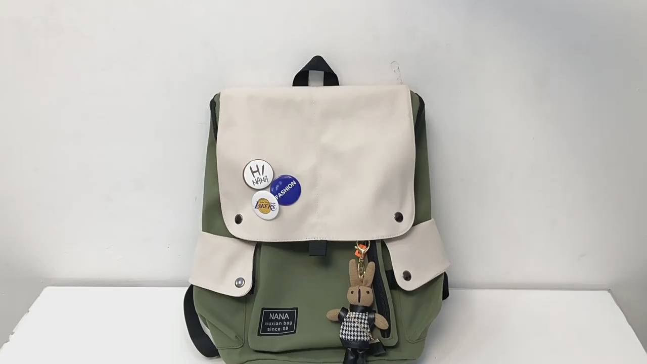 Retro Backpack for Students-Army Green